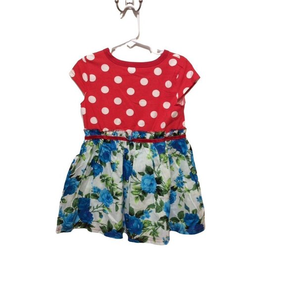 MINNIE Mouse Blue Floral Dress Short Sleeve Dress  2T Red Blue  Polyester - Picture 2 of 2